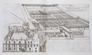 Mapa dos jardins fechados e Chateau de Gaillon, de "Os mais belos bascos da França", publicado em 1570